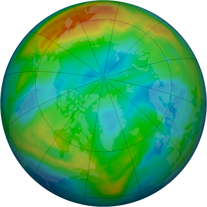 Arctic ozone map for 12 December 1985